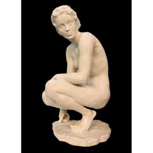 Fritz Klimsch per Rosenthal - Nudo Femminile Accovacciato - Germania XX Secolo